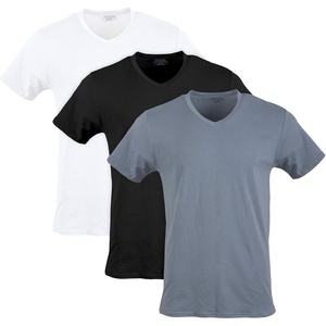 image:imageGildan Mens Cotton Stretch TShirts MultipackWhiteBlack SootGrey Flannel Vneck 3pack