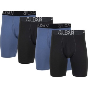 image:imageGildan Mens Underwear Cotton Stretch Boxer Briefs MultipackBlack SootSlate Blue