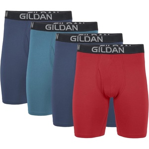 image:imageGildan Mens Underwear Cotton Stretch Boxer Briefs MultipackBlue CoveHawaiian BlueHeather Red Mark