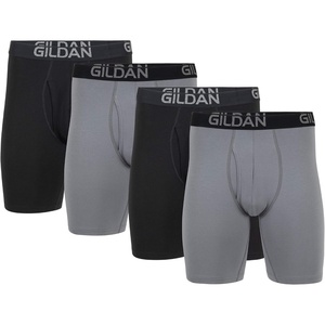 image:imageGildan Mens Underwear Cotton Stretch Boxer Briefs MultipackGrey FlannelBlack Soot