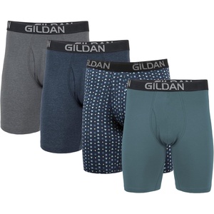 image:imageGildan Mens Underwear Cotton Stretch Boxer Briefs MultipackHthr Dark GreyHthr NavyShapesBlue