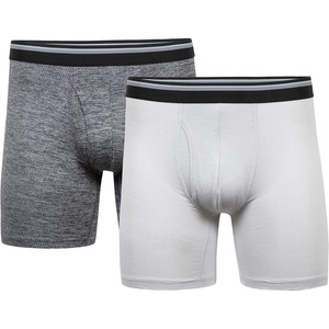 image:imageGildan Mens Underwear Performance DriftKnit Modern Boxer Briefs 2PackCaviar HeatherGrey Violet Heather Reg Leg Boxer Brief