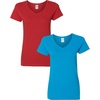image:imageGildan Womens Heavy Cotton VNeck TShirt 2PackRedSapphire