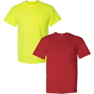 image:imageGildan Adult Ultra Cotton TShirt with Pocket Style G2300 2Pack1 Safety Green  1 Red
