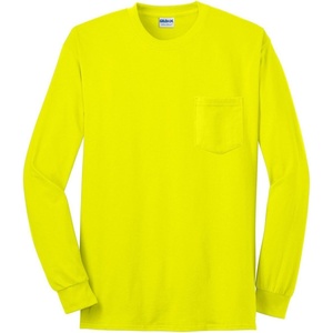 image:imageGildan Ultra Cotton Long Sleeve Pocket TShirt3xlarge safety Green