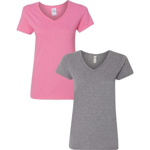 image:imageGildan Womens Heavy Cotton VNeck TShirt 2Pack1 Azalea  1 Graphite Heather