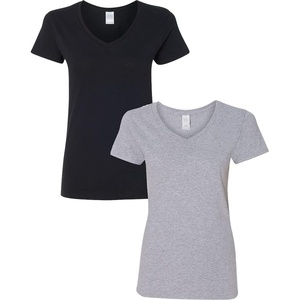 image:imageGildan Womens Heavy Cotton VNeck TShirt 2Pack1 Black  1 Sport Grey