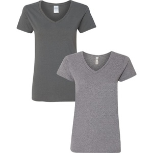 image:imageGildan Womens Heavy Cotton VNeck TShirt 2Pack1 Charcoal  1 Graphite Heather