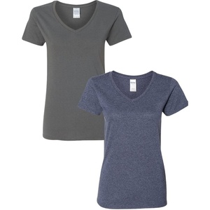image:imageGildan Womens Heavy Cotton VNeck TShirt 2Pack1 Charcoal  1 Heather Navy