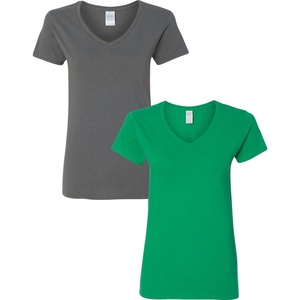 image:imageGildan Womens Heavy Cotton VNeck TShirt 2Pack1 Charcoal  1 Irish Green