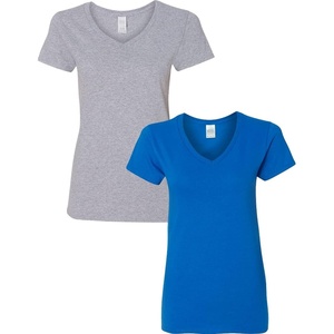 image:imageGildan Womens Heavy Cotton VNeck TShirt 2Pack1 Sport Grey  1 Royal
