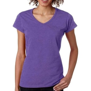 image:imageGildan Womens Heavy Cotton VNeck TShirt 2PackHeather Purple